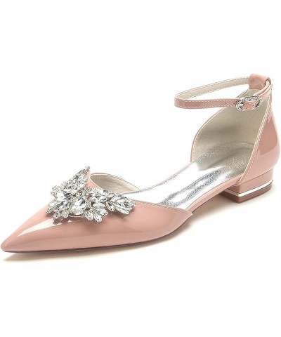 Womens Ballet Flats Shoes Soft Crystal Pointy Toe on Wedding Ankle Straps Flats Dress for Women Nude Pink US9 $30.75 Flats