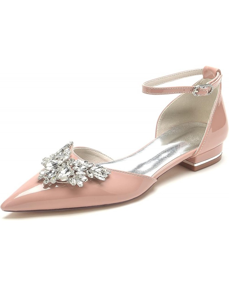 Womens Ballet Flats Shoes Soft Crystal Pointy Toe on Wedding Ankle Straps Flats Dress for Women Nude Pink US9 $30.75 Flats