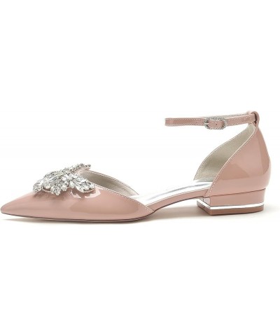 Womens Ballet Flats Shoes Soft Crystal Pointy Toe on Wedding Ankle Straps Flats Dress for Women Nude Pink US9 $30.75 Flats