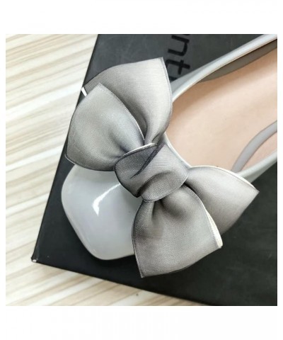 Women's Suede Flats Cute Square Toe Bowknot Ballet Flats Comfortable Slip On Casual Flats C Gray $15.79 Flats