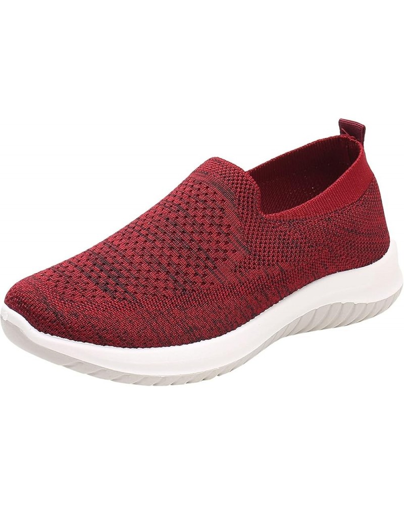 Fashion Wedges Shoes Breathable Casual Leisure Women's Slip On Outdoor Women's Beach Sparkly Slides Red $12.40 Outdoor Shoes