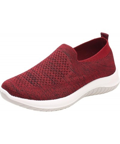 Fashion Wedges Shoes Breathable Casual Leisure Women's Slip On Outdoor Women's Beach Sparkly Slides Red $12.40 Outdoor Shoes