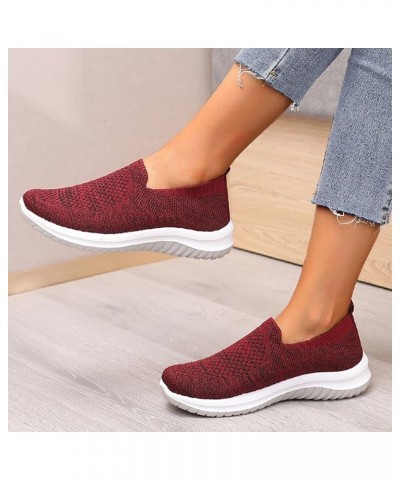 Fashion Wedges Shoes Breathable Casual Leisure Women's Slip On Outdoor Women's Beach Sparkly Slides Red $12.40 Outdoor Shoes