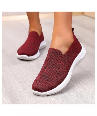 Fashion Wedges Shoes Breathable Casual Leisure Women's Slip On Outdoor Women's Beach Sparkly Slides Red $12.40 Outdoor Shoes