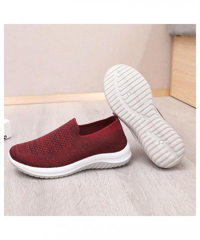 Fashion Wedges Shoes Breathable Casual Leisure Women's Slip On Outdoor Women's Beach Sparkly Slides Red $12.40 Outdoor Shoes