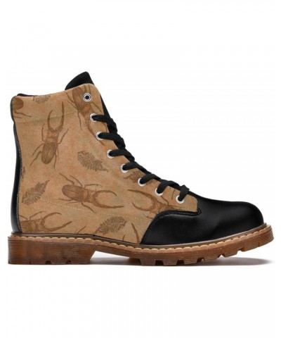 High Top Lace Up Women's Leather Boots 6.5 Girl Ankle Boots Insect Print Classic Winter Shoes $33.99 Boots