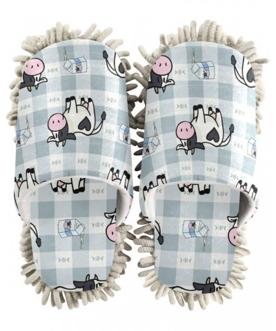 Milk Cow Plaid Mop Slippers Indoor Floor Dust Cleaning Kitchen Mopping Slippers Boots White $10.56 Slippers