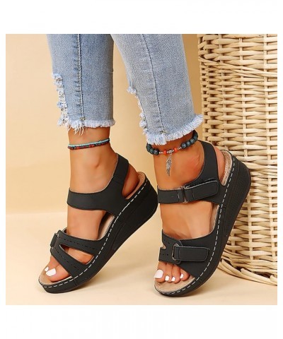 Bed Platform Wedges For Women Dressy Closed Toe Platform Slippers For Women Sandals For Women Heeled Sandals F-black $10.72 S...