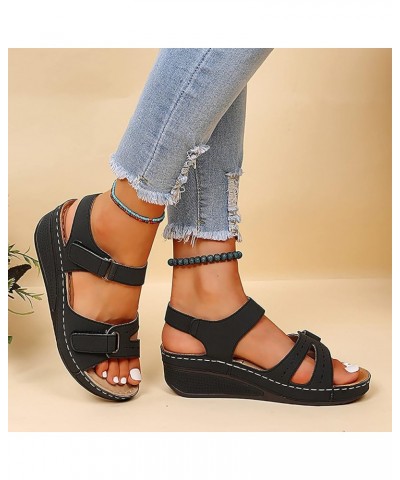 Bed Platform Wedges For Women Dressy Closed Toe Platform Slippers For Women Sandals For Women Heeled Sandals F-black $10.72 S...