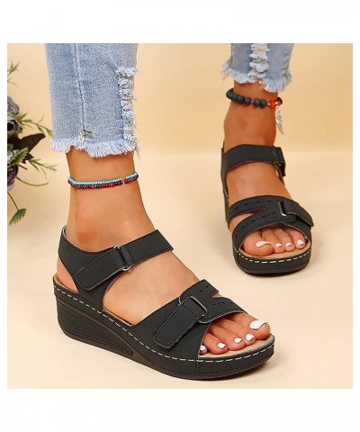 Bed Platform Wedges For Women Dressy Closed Toe Platform Slippers For Women Sandals For Women Heeled Sandals F-black $10.72 S...