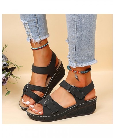 Bed Platform Wedges For Women Dressy Closed Toe Platform Slippers For Women Sandals For Women Heeled Sandals F-black $10.72 S...