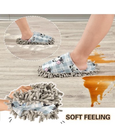 Milk Cow Plaid Mop Slippers Indoor Floor Dust Cleaning Kitchen Mopping Slippers Boots White $10.56 Slippers