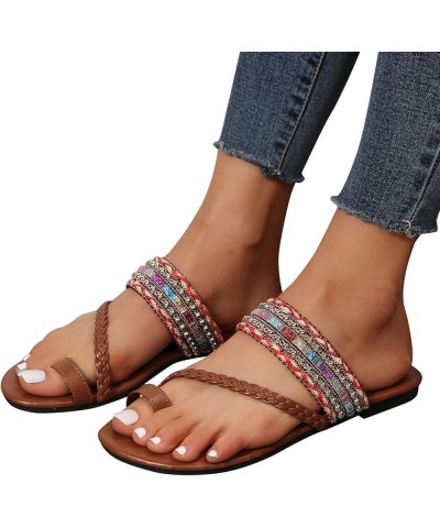 Sandals for Women Dressy Summer Fancy Straps Cork Sole Flip Flops for Ladies Outdoor Beach Stylish Flip Flop Red 9 $16.73 San...