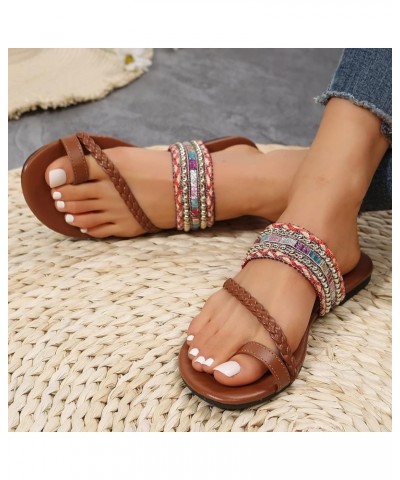 Sandals for Women Dressy Summer Fancy Straps Cork Sole Flip Flops for Ladies Outdoor Beach Stylish Flip Flop Red 9 $16.73 San...