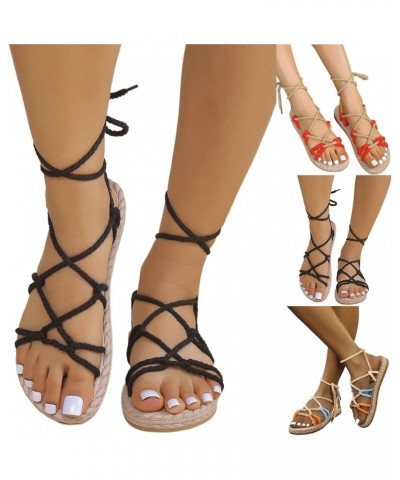 Women Strappy Sandals Flat Shoes for Women Womans Sandals for Women White Strappy Low Heel Sandals for Women Pink Plat Black ...