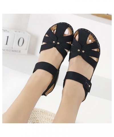 Womens Chunky Heel Sandals Rhinestone Sandals Beach Boho Sandals Wedges Ankle Sandals Flat Loafer Sandals Blue $18.32 Athleti...