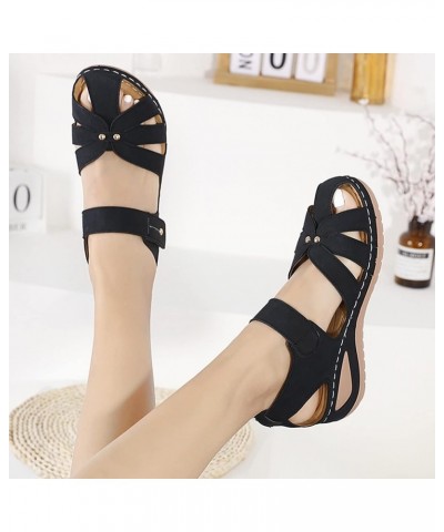 Womens Chunky Heel Sandals Rhinestone Sandals Beach Boho Sandals Wedges Ankle Sandals Flat Loafer Sandals Blue $18.32 Athleti...