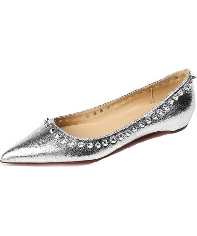 Women's Rivets Pointed Toe Slip On Ballet Flats,Fashion Studded Comfortable Dress Shoes Casual Formal Wedding Ballerina Shoes...