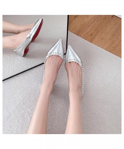 Women's Rivets Pointed Toe Slip On Ballet Flats,Fashion Studded Comfortable Dress Shoes Casual Formal Wedding Ballerina Shoes...