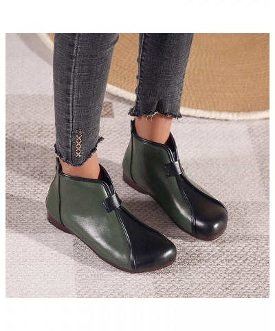 Mid-Calf Boots Ankle Boots for Women Chunky Women's Short Boots Leopard Retro Shoes Western Boots Z 15-green $14.35 Boots