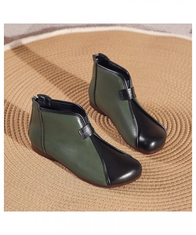 Mid-Calf Boots Ankle Boots for Women Chunky Women's Short Boots Leopard Retro Shoes Western Boots Z 15-green $14.35 Boots