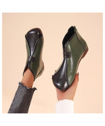 Mid-Calf Boots Ankle Boots for Women Chunky Women's Short Boots Leopard Retro Shoes Western Boots Z 15-green $14.35 Boots