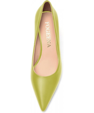 Womens Casual Pointed Toe Office Matte Slip On Stiletto High Heel Pumps Shoes 2.5 Inch Yellow Green $35.36 Pumps