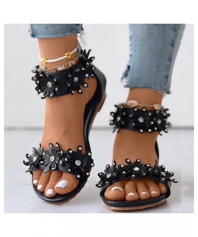 Women Platform Sandals Womens Wedges Sandals Back Zipper Casual Bohemian Sandals Beach Shoes Rhinestone Decor Black 8.5 $19.9...