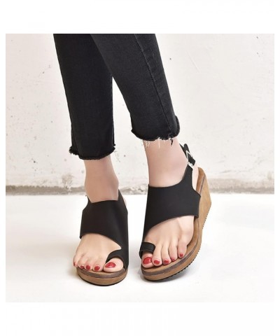 Wedges Sandals for Women Summer Platform Sandals Ankle Strap Flip Flops Ladies Bunion Corrector Toe Ring Clog Sandals Casual ...