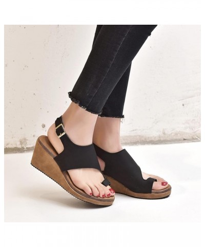 Wedges Sandals for Women Summer Platform Sandals Ankle Strap Flip Flops Ladies Bunion Corrector Toe Ring Clog Sandals Casual ...