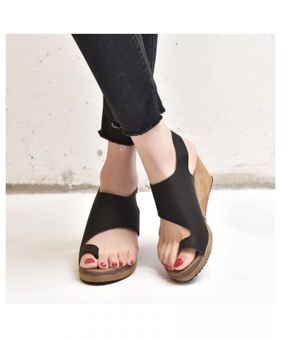 Wedges Sandals for Women Summer Platform Sandals Ankle Strap Flip Flops Ladies Bunion Corrector Toe Ring Clog Sandals Casual ...