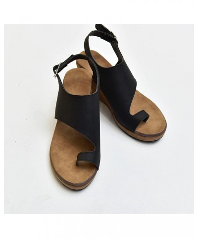 Wedges Sandals for Women Summer Platform Sandals Ankle Strap Flip Flops Ladies Bunion Corrector Toe Ring Clog Sandals Casual ...