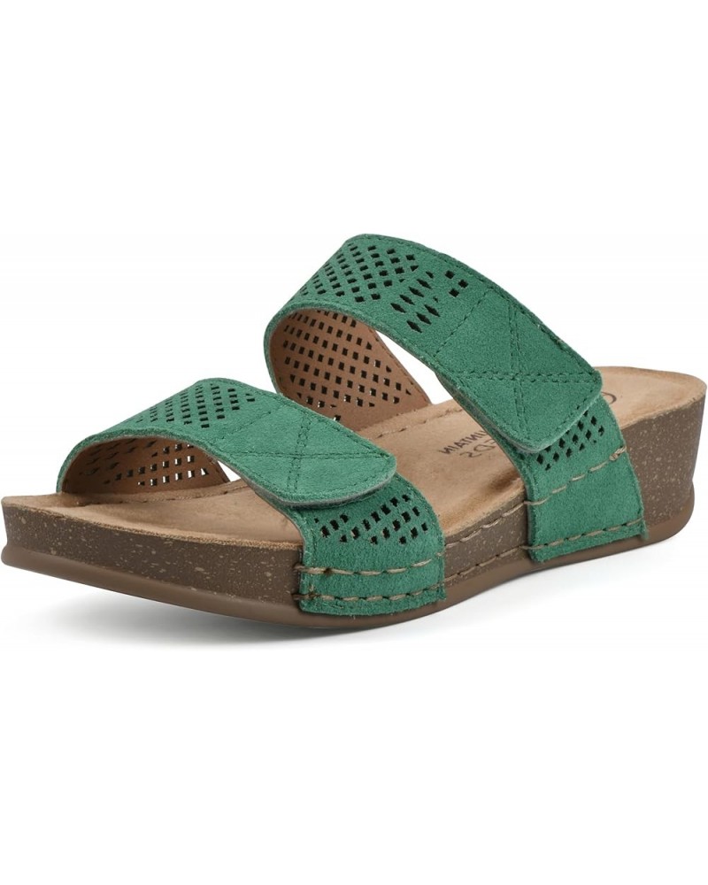 Women's Ferula Wedge Sandal Classic Green/Suede $17.02 Sandals