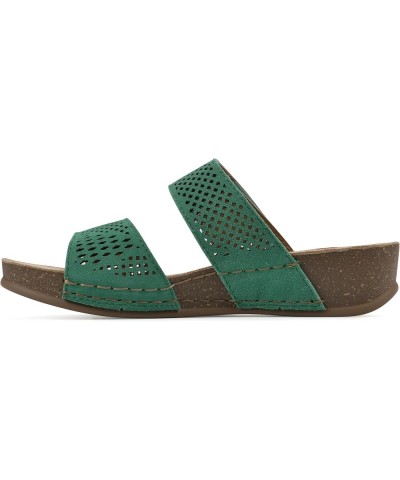 Women's Ferula Wedge Sandal Classic Green/Suede $17.02 Sandals