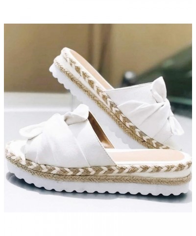 Slip-On Toe Beach Sandals Flat Breathable Bow Women's Weave Open Shoes Summer Women's Sandals Thong Sandals Heels for Women (...