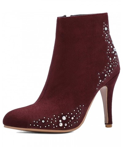 Women Fashion Boots with Thin Heel Red-1 $32.02 Boots