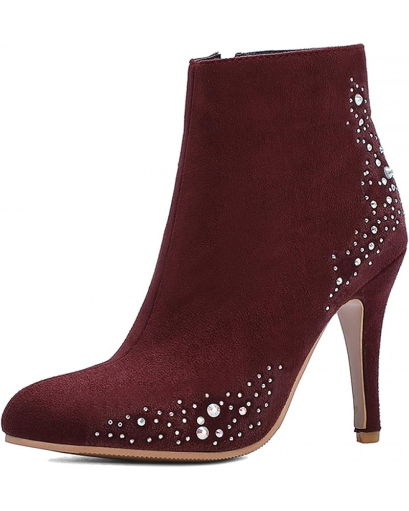 Women Fashion Boots with Thin Heel Red-1 $32.02 Boots