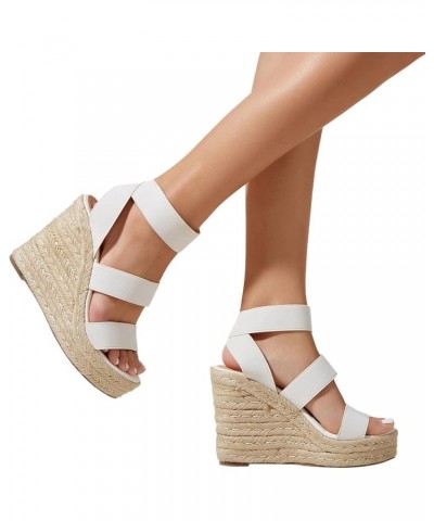 open toe flats womens black sandals orthopedic sandalsplatform wedge sandals for women summer sandal Z 15-white $22.99 Sandals