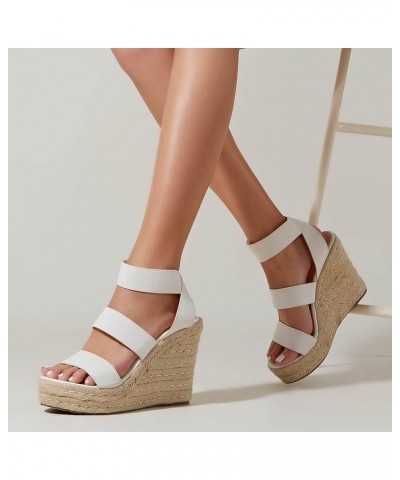 open toe flats womens black sandals orthopedic sandalsplatform wedge sandals for women summer sandal Z 15-white $22.99 Sandals