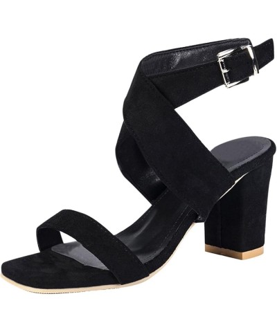 Women's Open Toe Dress Sandals Mid Block Heel Sandal with memory foam Low Heels Open Toe Block Heels for Daily Wear Ao2-black...