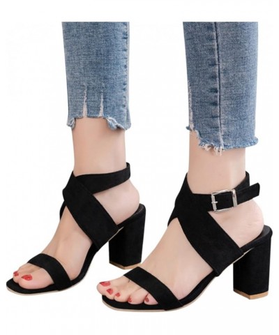 Women's Open Toe Dress Sandals Mid Block Heel Sandal with memory foam Low Heels Open Toe Block Heels for Daily Wear Ao2-black...