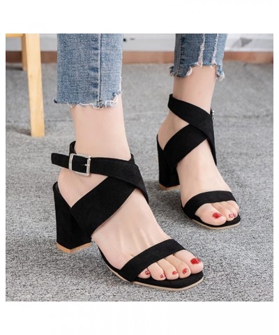 Women's Open Toe Dress Sandals Mid Block Heel Sandal with memory foam Low Heels Open Toe Block Heels for Daily Wear Ao2-black...