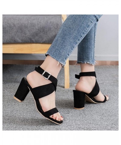 Women's Open Toe Dress Sandals Mid Block Heel Sandal with memory foam Low Heels Open Toe Block Heels for Daily Wear Ao2-black...