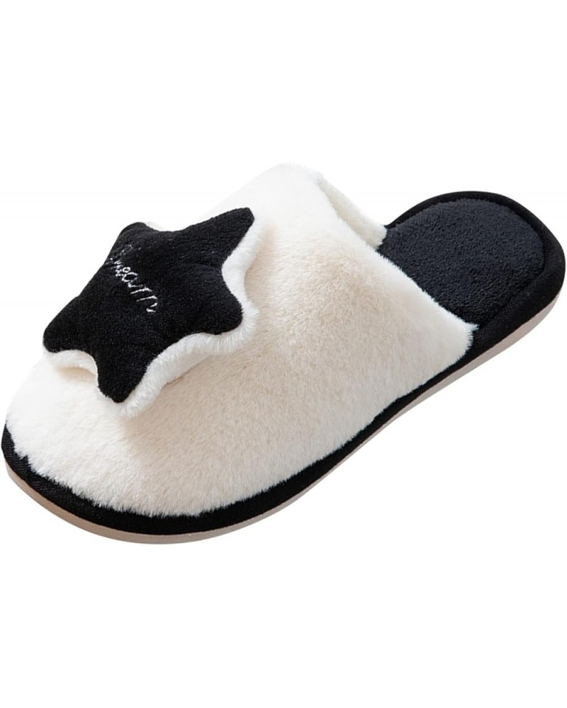 Cotton Slippes For Women Fuzzy Faux Memory Foam Flat Slide Slippers Comfy House Shoes Slip on Slippers for Women Black $10.26...