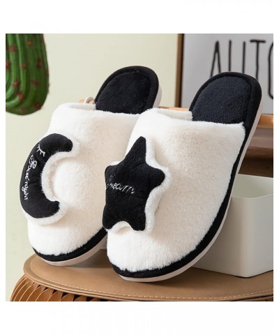 Cotton Slippes For Women Fuzzy Faux Memory Foam Flat Slide Slippers Comfy House Shoes Slip on Slippers for Women Black $10.26...