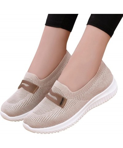 Slip on Dress Shoes, Women Breathable Lace Up Shoes Flats Casual Shoes Lightweight Work Shoes Breathable Trainers Beige $9.92...