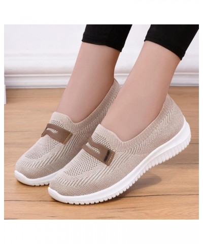 Slip on Dress Shoes, Women Breathable Lace Up Shoes Flats Casual Shoes Lightweight Work Shoes Breathable Trainers Beige $9.92...