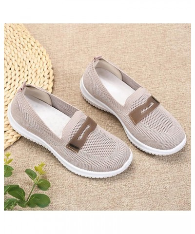 Slip on Dress Shoes, Women Breathable Lace Up Shoes Flats Casual Shoes Lightweight Work Shoes Breathable Trainers Beige $9.92...