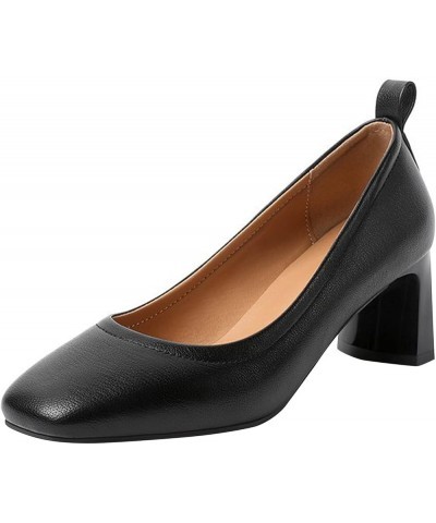 Fashion Women's Shoes Single Shoes Solid Color Pointed Thick Heels High Heels Casual Shoes Women Summer Black $22.77 Pumps