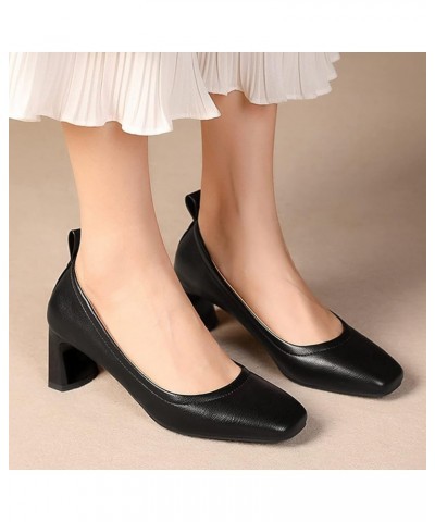 Fashion Women's Shoes Single Shoes Solid Color Pointed Thick Heels High Heels Casual Shoes Women Summer Black $22.77 Pumps